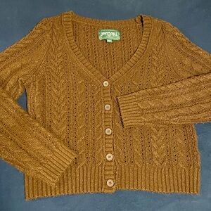 American Eagle Outfitters Brown Cable Knit Cardigan